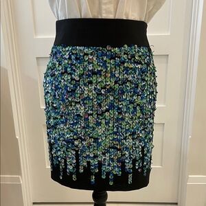 Ann Taylor Black and Blue Sequin Mini Skirt